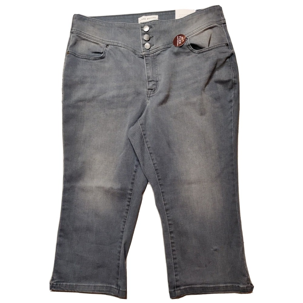 LANE BRYANT Jegging Crop Women 16 Flex Magic Waistband Gray Denim‎ Jeans NEW